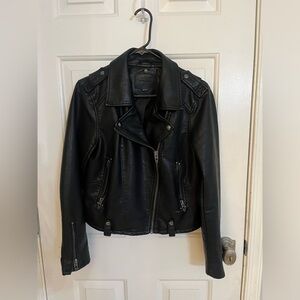 Blank NYC Moto Biker Rocker Black Leather Jacket Zip for women size ( M )